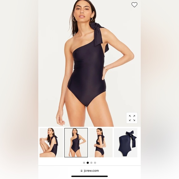 J Crew Bow One-Shoulder One Piece Bathing Suit - Picture 2 of 5